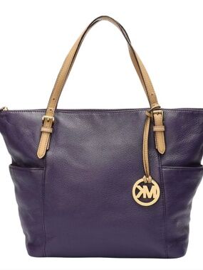 Michael Kors Jet Set Leather Tote in Purple